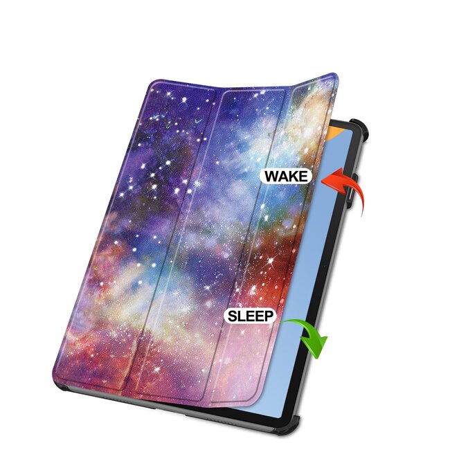 Case2go - Tablet hoes geschikt voor Huawei MatePad 11 (2023) - Tri-Fold Book Case - Auto Wake/Sleep functie - Galaxy