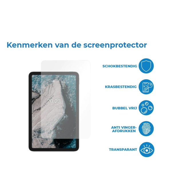 Case2go - Tablet Screenprotector geschikt voor Nokia T20 - 10.4 Inch - Tempered Glass - Case Friendly - Transparant