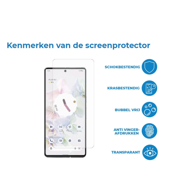 Case2go - Screenprotector geschikt voor Google Pixel 7a - Tempered Glass - Gehard Glas - Transparant