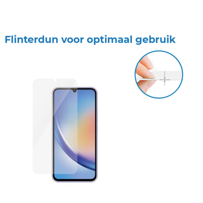 Case2go - Screenprotector geschikt voor Samsung Galaxy A34 5G - Tempered Glass - Gehard Glas - Transparant