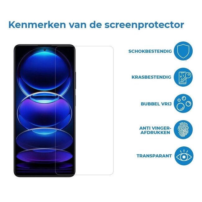 Case2go - Screenprotector geschikt voor Xiaomi Redmi Note 12 - Tempered Glass - Gehard Glas - Transparant