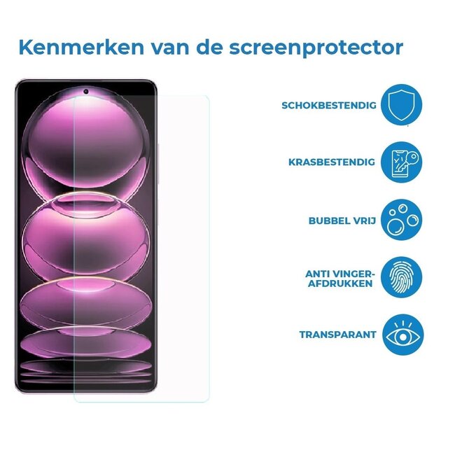 Case2go - Screenprotector geschikt voor Xiaomi Redmi Note 12 Pro - Tempered Glass - Gehard Glas - Transparant