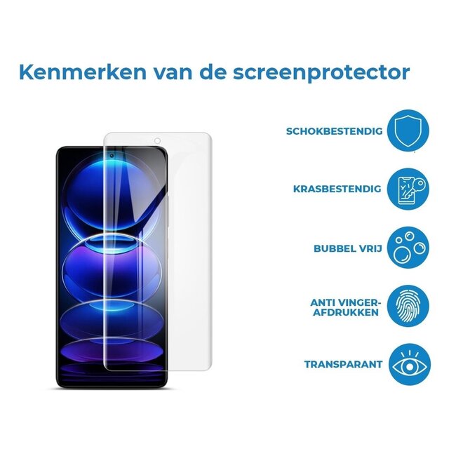 Case2go - Screenprotector geschikt voor Xiaomi Redmi Note 12 Pro Plus - Tempered Glass - Gehard Glas - Transparant