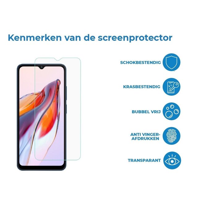 Case2go - Screenprotector geschikt voor Xiaomi Redmi 12C - Tempered Glass - Gehard Glas - Transparant
