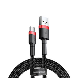 Baseus Baseus - USB naar USB-C kabel - Universele kabel geschikt voor toestellen met USB-C aansluiting - 3 Meter - Zwart / Rood