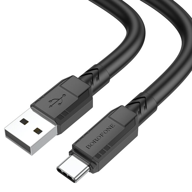 Borofone - Universele USB naar USB-C kabel - Kabel geschikt voor toestellen met USB-C aansluiting - 1 Meter - 3A - Zwart