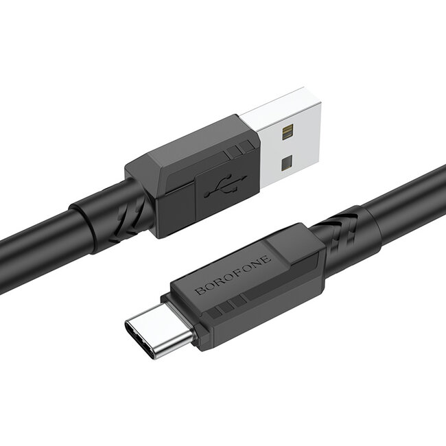 Borofone - Universele USB naar USB-C kabel - Kabel geschikt voor toestellen met USB-C aansluiting - 1 Meter - 3A - Zwart