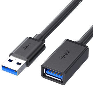 TopTel USB verlengkabel - USB naar USB 3.0 - 1 Meter - Zwart