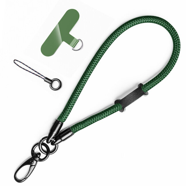 Universele Telefoonkoord - Telefoonketting met Clip -  Met Afneembaar Koord- 15 cm Koord - Donker groen