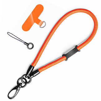 Case2go Universele Telefoonkoord - Telefoonketting met Clip -  Met Afneembaar Koord- 15 cm Koord - Oranje