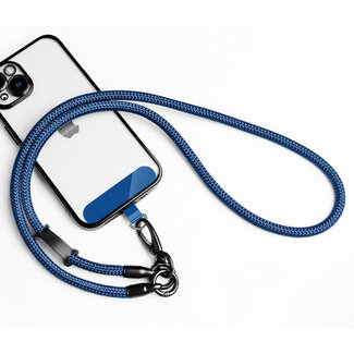 Case2go Universele Telefoonkoord - Telefoonketting met Clip -  Met Afneembaar Koord - 40 cm Koord - Donker blauw