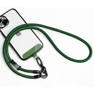 Case2go Universele Telefoonkoord - Telefoonketting met Clip -  Met Afneembaar Koord - 40 cm Koord - Donker groen