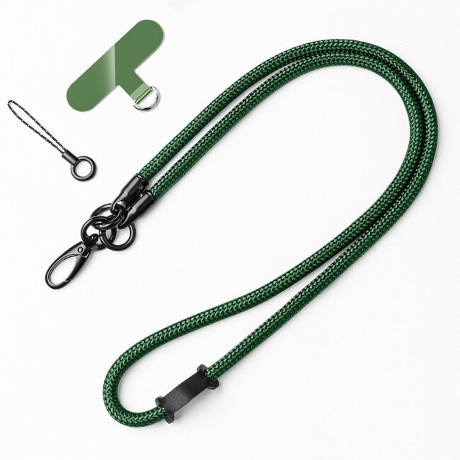 Universele Telefoonkoord - Telefoonketting met Clip -  Met Afneembaar Koord - 40 cm Koord - Donker groen