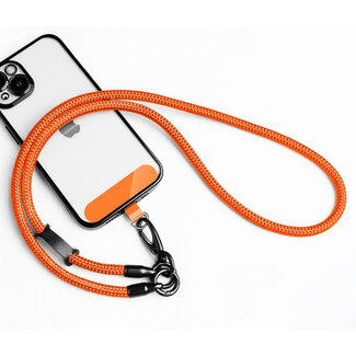 Case2go Universele Telefoonkoord - Telefoonketting met Clip -  Met Afneembaar Koord - 40 cm Koord - Oranje