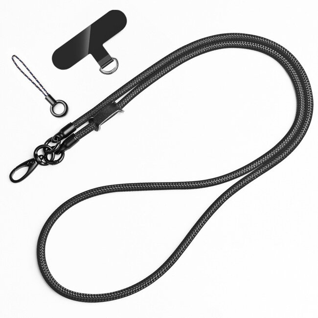Universele Telefoonkoord - Telefoonketting met Clip -  Met Afneembaar Koord - 60 cm Koord - Zwart