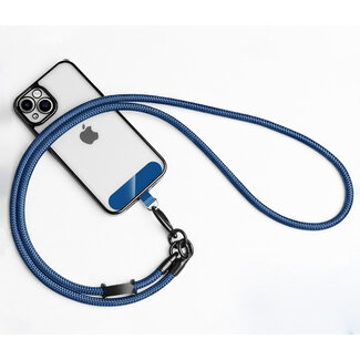 Case2go Universele Telefoonkoord - Telefoonketting met Clip -  Met Afneembaar Koord - 60 cm Koord - Donker blauw