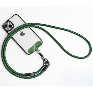 Case2go Universele Telefoonkoord - Telefoonketting met Clip -  Met Afneembaar Koord - 60 cm Koord - Donker groen