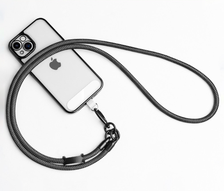 Universele Telefoonkoord - Telefoonketting met Clip -  Met Afneembaar Koord - 60 cm Koord - Grijs afbeelding