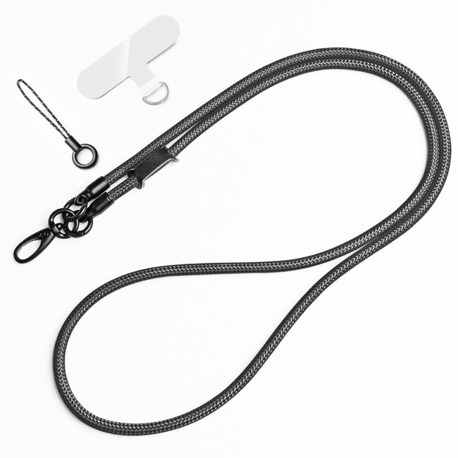 Universele Telefoonkoord - Telefoonketting met Clip -  Met Afneembaar Koord - 60 cm Koord - Grijs