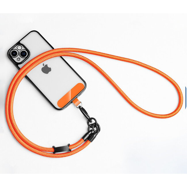 Universele Telefoonkoord - Telefoonketting met Clip -  Met Afneembaar Koord - 60 cm Koord - Oranje