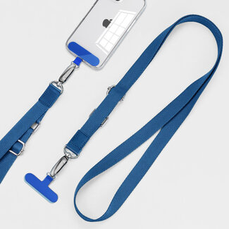 Case2go Universele Telefoonkoord - Telefoonketting met Clip - Verstelbare Telefoonkoord - Blauw