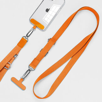 Case2go Universele Telefoonkoord - Telefoonketting met Clip - Verstelbare Telefoonkoord - Oranje