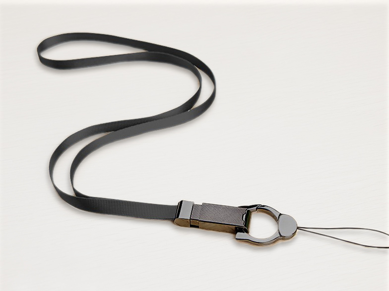 Universele Telefoonkoord - Telefoonketting met Katten oortjes Clip - Zwart afbeelding
