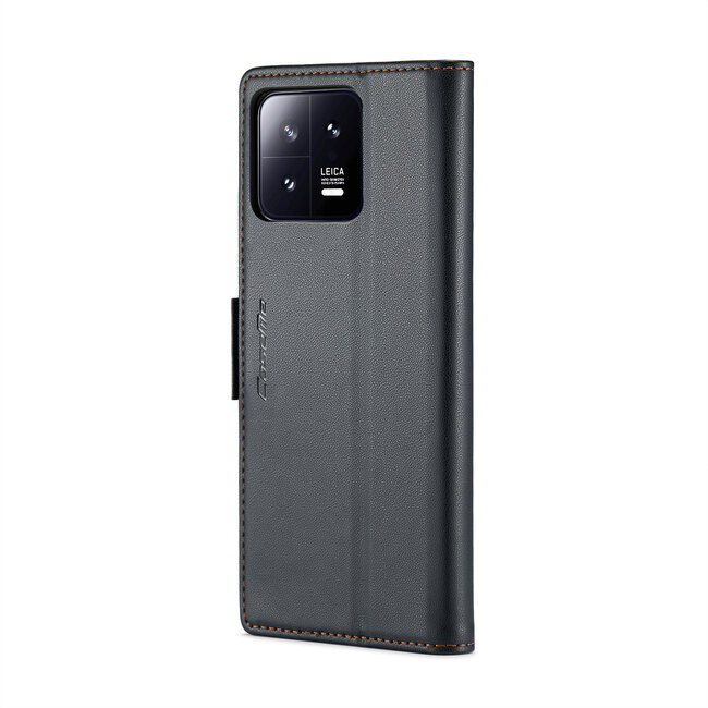 CaseMe - Telefoonhoesje geschikt voor Xiaomi 13 - Retro Wallet Book Case - Met Magnetische Sluiting - Zwart