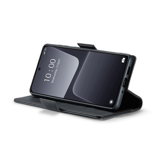 CaseMe - Telefoonhoesje geschikt voor Xiaomi 13 - Retro Wallet Book Case - Met Magnetische Sluiting - Zwart