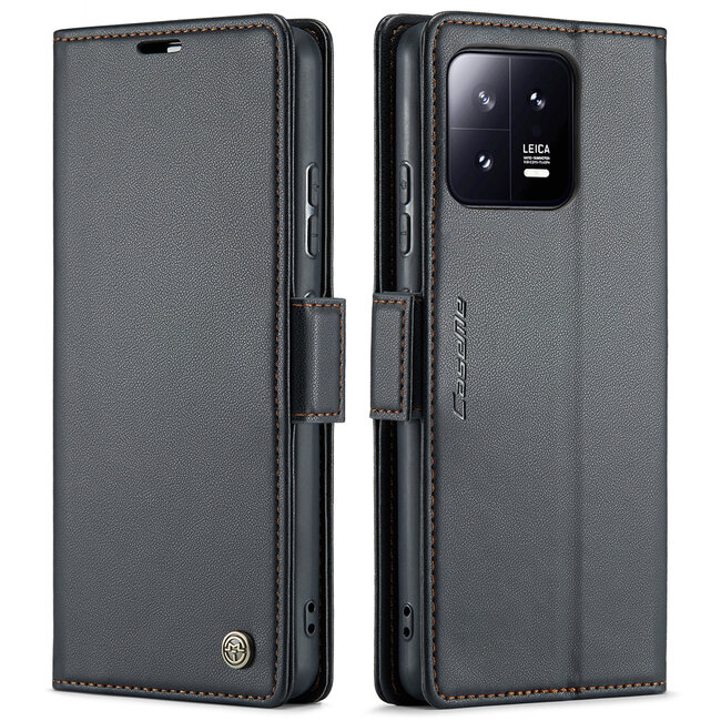 CaseMe - Telefoonhoesje geschikt voor Xiaomi 13 - Retro Wallet Book Case - Met Magnetische Sluiting - Zwart
