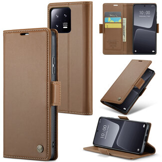 CaseMe CaseMe - Telefoonhoesje geschikt voor Xiaomi 13 - Retro Wallet Book Case - Met Magnetische Sluiting - Bruin