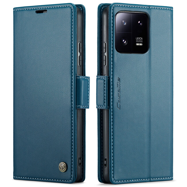 CaseMe - Telefoonhoesje geschikt voor Xiaomi 13 Pro - Retro Wallet Book Case - Met Magnetische Sluiting - Donker Blauw