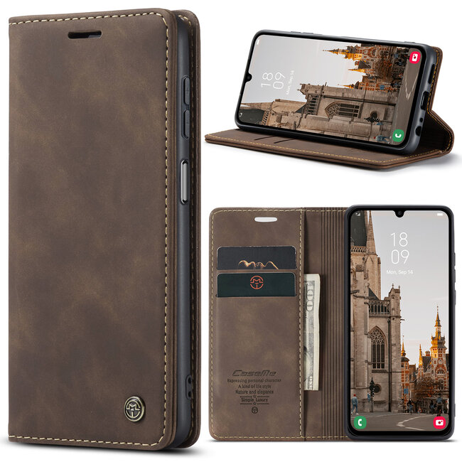 CaseMe - Telefoonhoesje geschikt voor Samsung Galaxy A24 4G - Wallet Book Case - Met Magnetische Sluiting - Donker Bruin