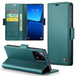 CaseMe CaseMe - Telefoonhoesje geschikt voor Xiaomi 13 Pro - Retro Wallet Book Case - Met Magnetische Sluiting - Groen