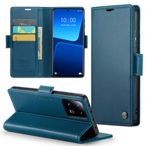 CaseMe - Telefoonhoesje geschikt voor Xiaomi 13 Pro - Retro Wallet Book Case - Met Magnetische Sluiting - Donker Blauw