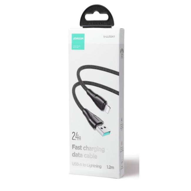 JOYROOM - USB-A naar Lightning kabel - Universele Snellader geschikt voor bijv. iPhone of toestellen met Lightning aansluiting - 1.2 Meter - 2.4A - Zwart