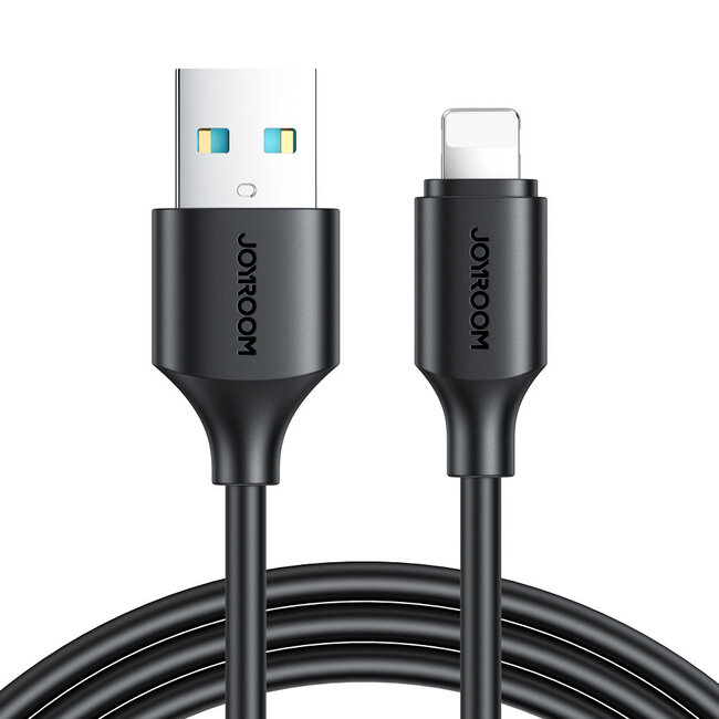 JOYROOM - USB-A naar Lightning kabel - Universele snel lader geschikt voor bijv. iPhone of andere toestellen met een Lightning aansluiting - 1 Meter - 2.4A - Zwart