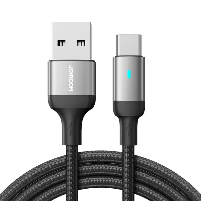 JOYROOM - USB-A naar Type- C Kabel - 1.2 Meter - Nylon - 3A - Zwart