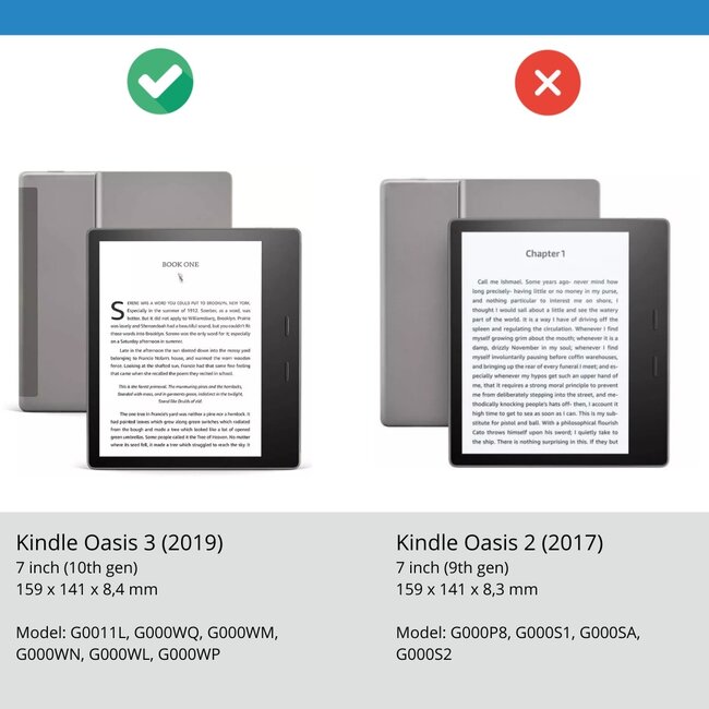 Case2go - E-reader Hoes geschikt voor Kindle Oasis (2019) - Tri-Fold Book Case - Donker Blauw