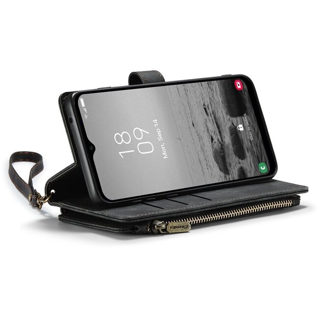 CaseMe - Telefoonhoesje geschikt voor Samsung Galaxy A24 4G - Wallet Book Case met ritssluiting - Magneetsluiting - Zwart