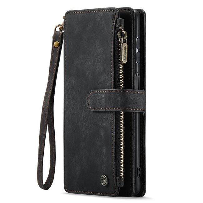 CaseMe - Telefoonhoesje geschikt voor Samsung Galaxy A24 4G - Wallet Book Case met ritssluiting - Magneetsluiting - Zwart