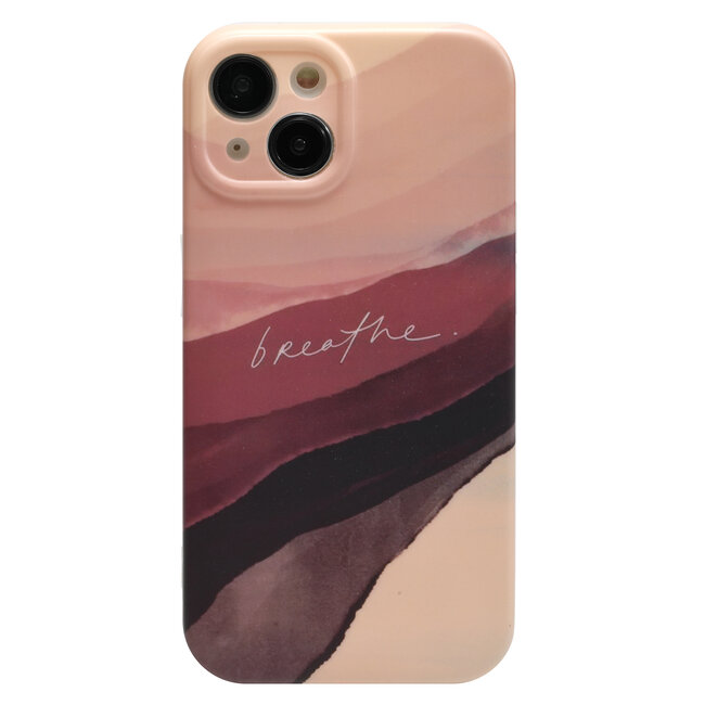 Hoozey - Hoesje geschikt voor Apple iPhone 14 - Nature Vibes - Beige / Paars