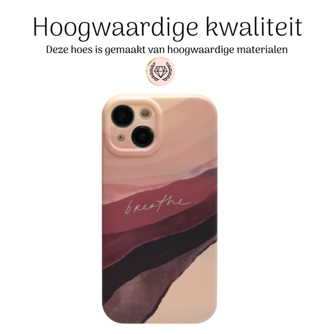 Hoozey - Hoesje geschikt voor Apple iPhone 13 - Nature Vibes - Paars / Beige