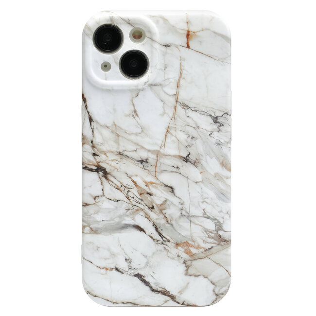 Hoozey - Hoesje geschikt voor Apple iPhone 14 Pro - Marble Print - Wit