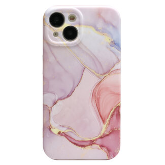 Hoozey Hoozey - Hoesje geschikt voor Apple iPhone 14 Pro - Marble Print - Roze