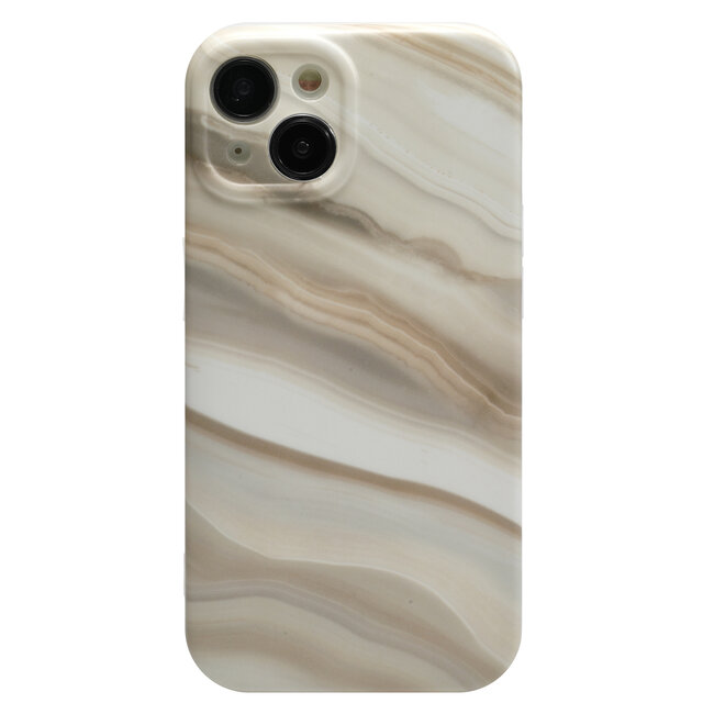 Hoozey - Hoesje geschikt voor Apple iPhone 14 Plus - Marble Print - Licht Bruin