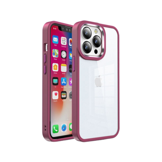 Hoozey Hoozey - Hoesje geschikt voor Apple iPhone 14 Pro - Clear Case - Donker Rood
