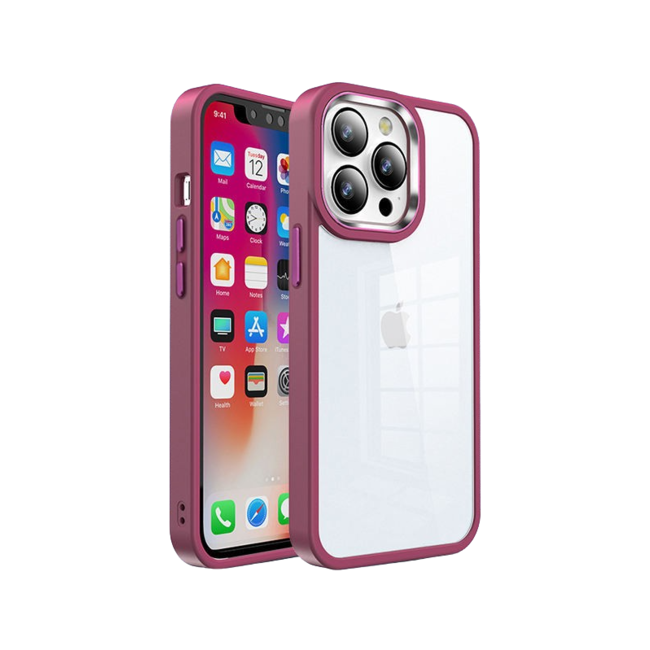 Hoozey - Hoesje geschikt voor Apple iPhone 14 Pro Max - Clear Case - Donker Rood
