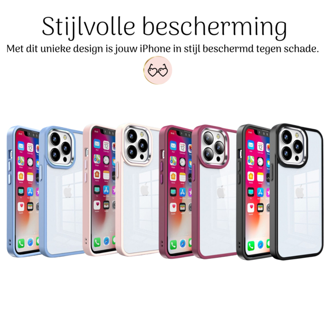 Hoozey - Hoesje geschikt voor Apple iPhone 14 - Clear Case - Zwart