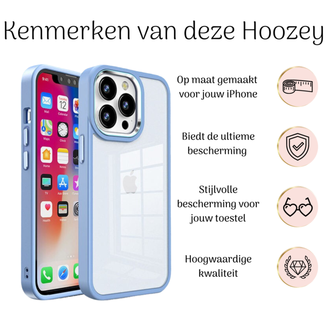 Hoozey - Hoesje geschikt voor Apple iPhone 14 - Clear Case - Licht Blauw